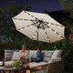 image 2 of Outsunny 2.7m Garden 24 LED Light Parasol Solar Outdoor Tilt Sun Umbrella Patio Club Party Event Manual Sun Shade w Hand Crank and 8 Ribs, Offwhite
