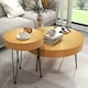 image 2 of COSTWAY 2PCS Round Nesting Tables Accent Coffee Tables Brown