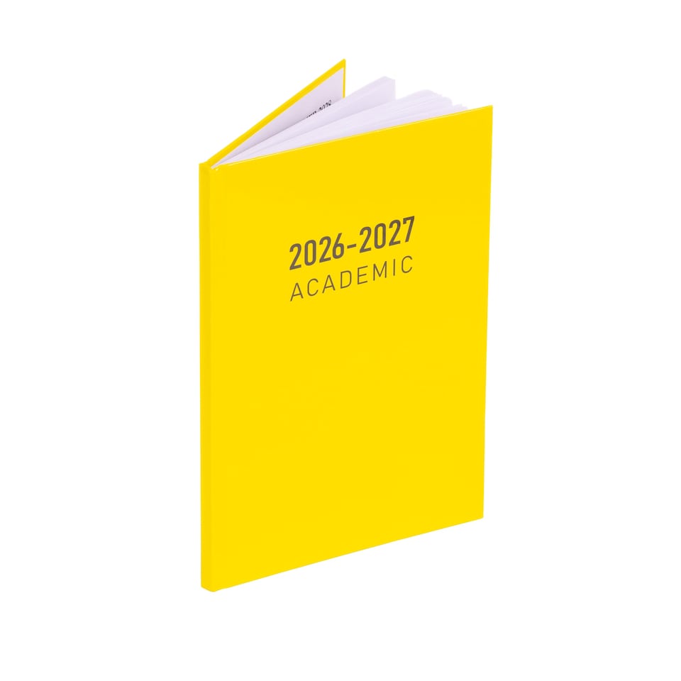 image 1 of 2026 2027 Academic Diary A5 Week to View - Mid Year Student Planner August 2026 to July 2027 - Hardback School College Organiser with Ribbon Bookmark (Yellow) | Yellow | Yellow