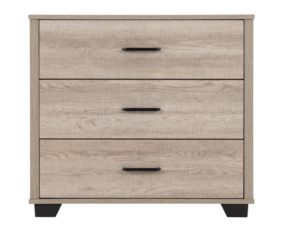 image 1 of Oliver 3 Drawer Chest - L40 x W80 x H72 cm - Light Oak Effect