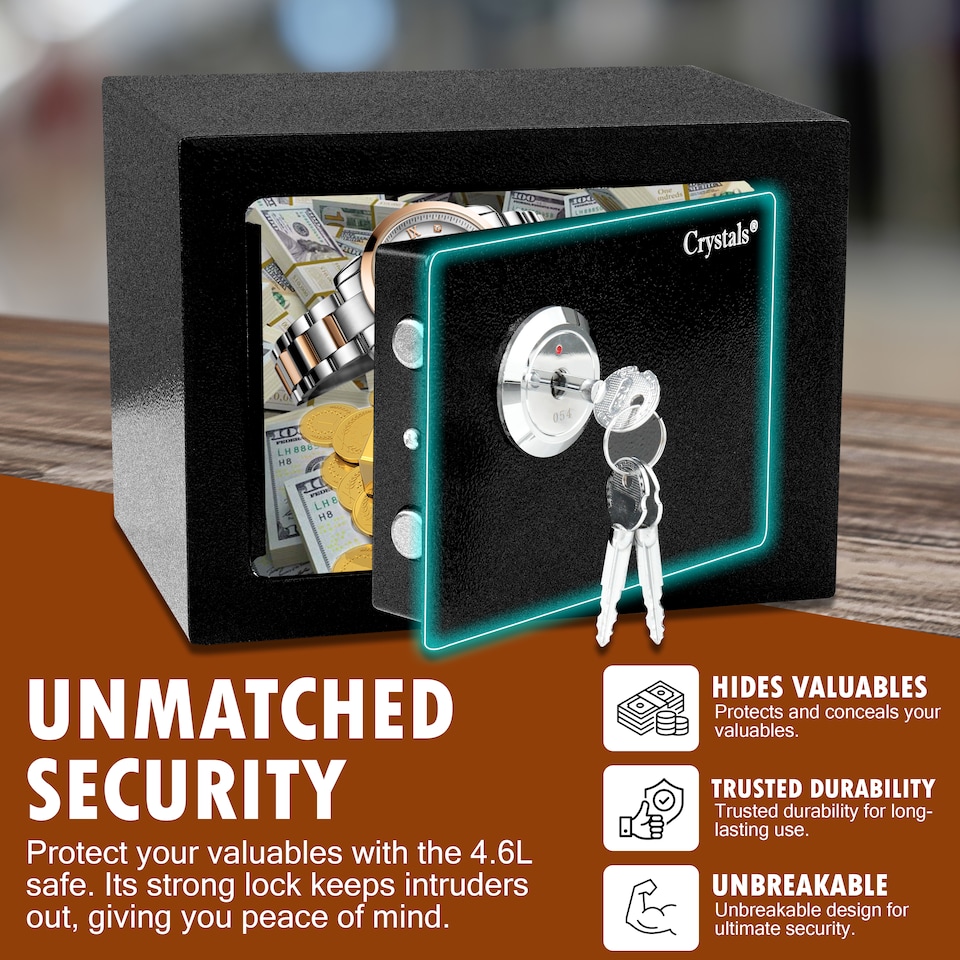 image 1 of High Security Steel Safe Box with Safety Lock Secure Money and Valuables Storage for Home and Office