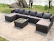 image 2 of Fimous 8 Seater Lounge Wicker Rattan Sofa Set Footstool Table Outdoor Garden Furniture With 2 Footstools