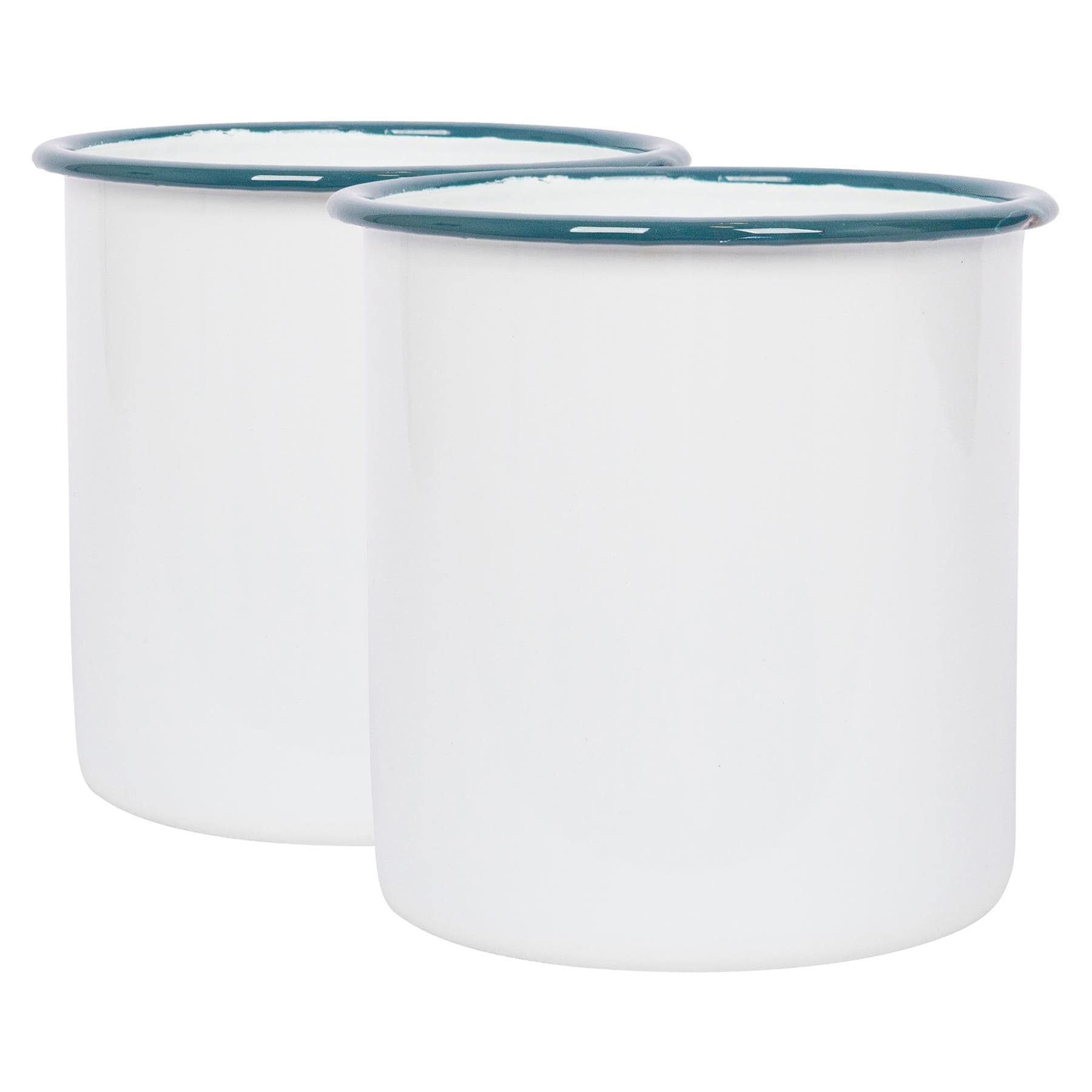 Argon Tableware White Enamel Utensil Holders - 15.5cm - Green - Pack of 2