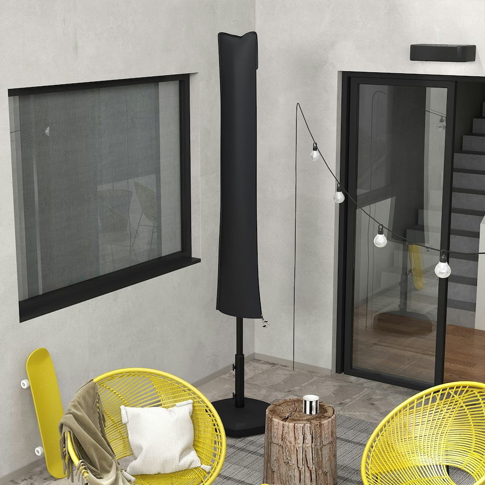 image 1 of Outsunny Parasol Cover, Patio Cantilever Cover, Banana Umbrella Cover Black | Black | Black | Φ56 x 220 cm | 1