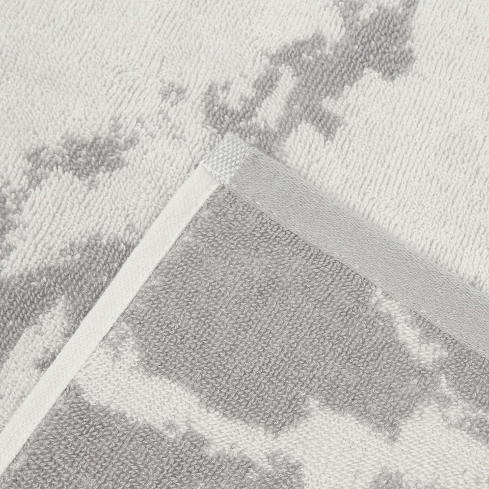 image 1 of OHS 2 Pack Luxury 100% Cotton Marble Jacquard Absorbent Quick Drying Bath Towel Grey | Bath towel