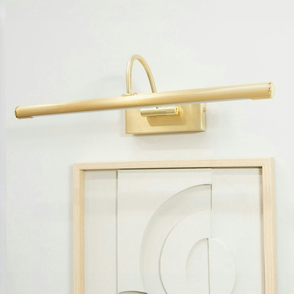 image 1 of ValueLights Alana Brushed Gold IP44 Bathroom Living Room Integrated LED Picture Wall Light