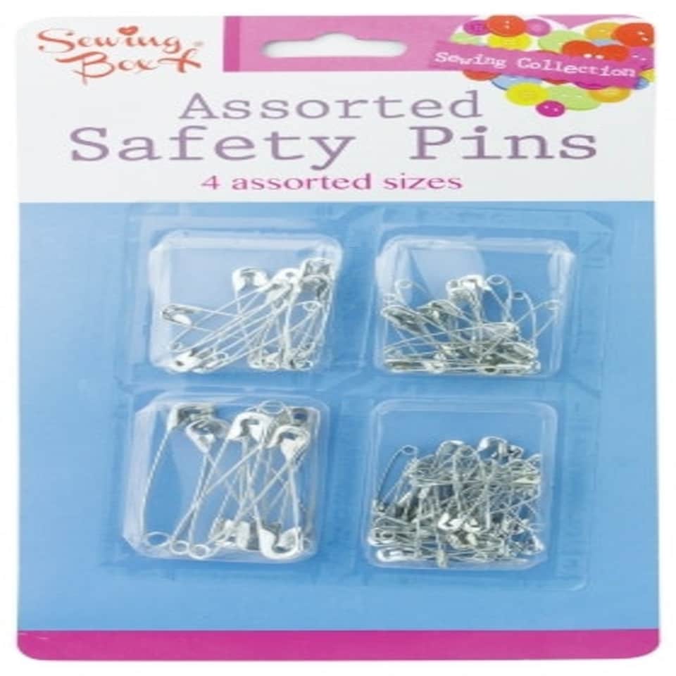 image 1 of 80 SAFETY PINS SILVER Assorted Sizes PACK Small Medium Large Sewing Crafts