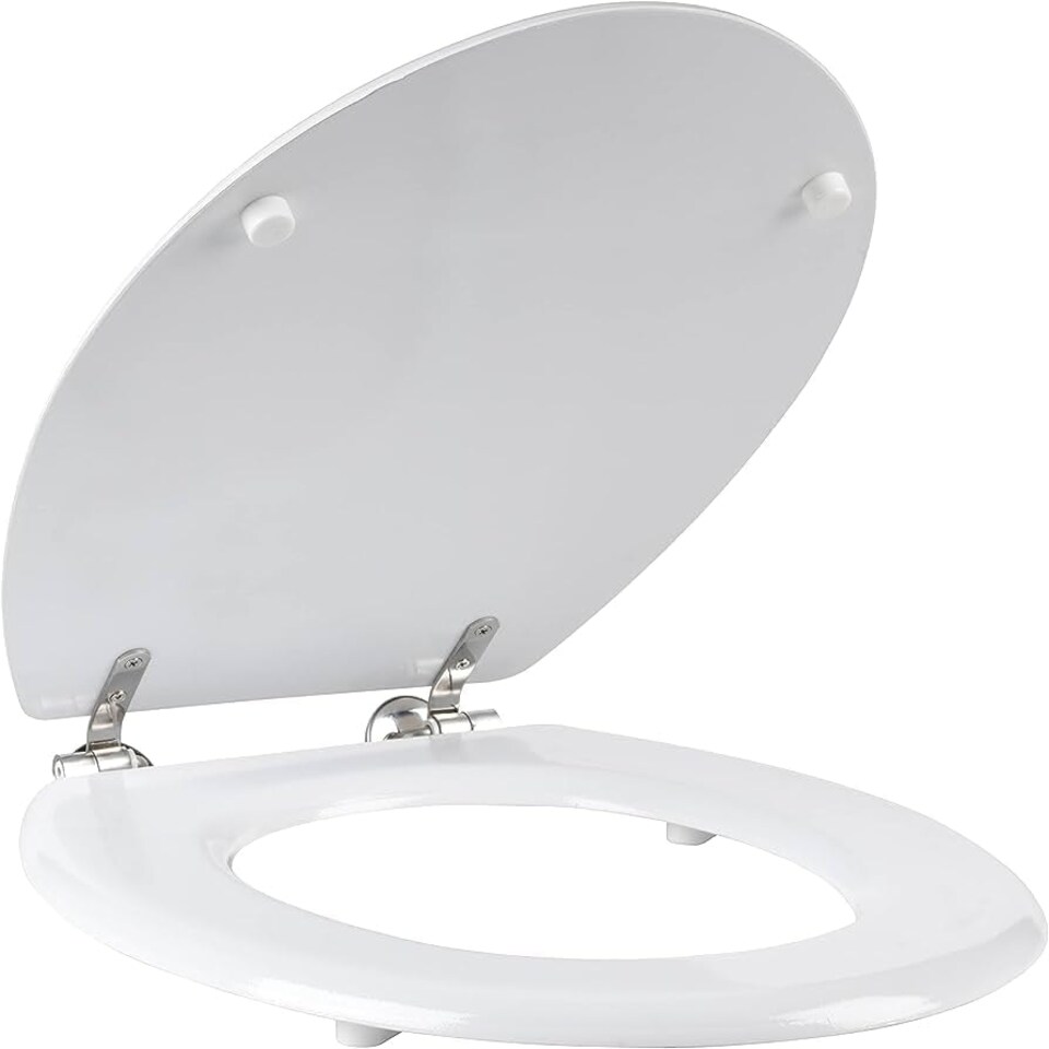 image 1 of Marco Paul White Wooden Toilet Seat 18" White