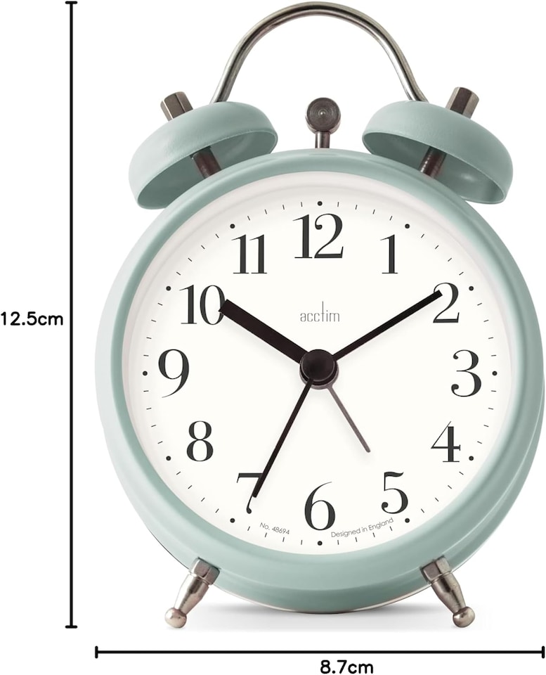 image 1 of Acctim Shefford Faux Bell Analogue Alarm Clock | Green | Green