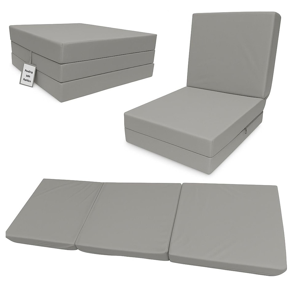 image 1 of House Of Home Adult-Length Fold-Out Z Bed Chair for Kids & Teens Silver