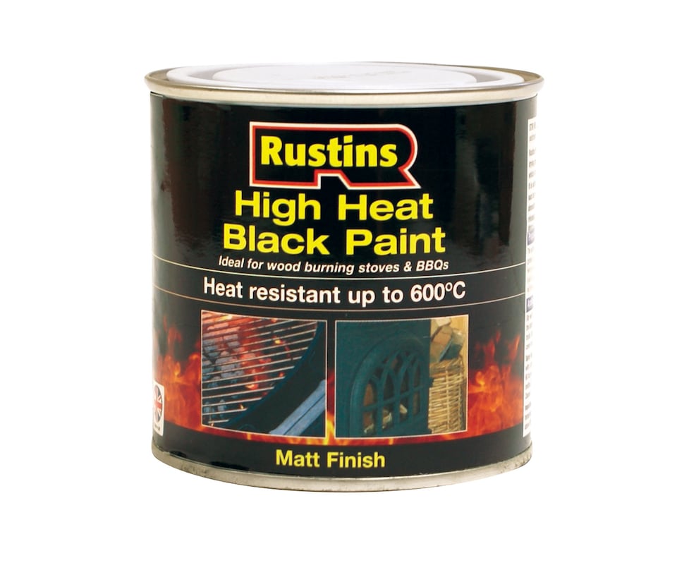image 1 of Rustins High Heat Paint 600C Black 250Ml - HRBL250