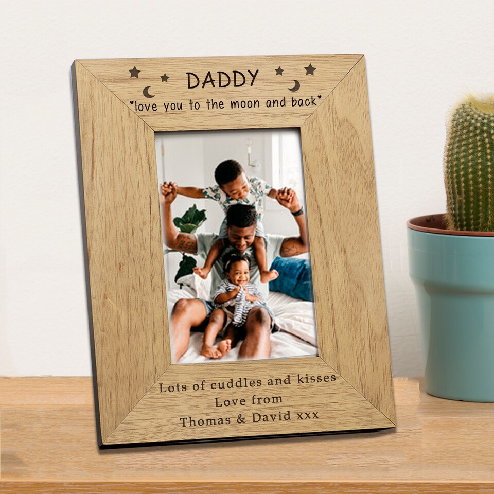 image 1 of Personalised Daddy Love You To The Moon And Back Wood Picture Frame 6x4 Dad