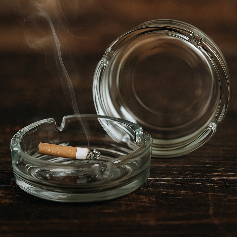 image 1 of Round Glass Classic Ashtray 10.2cm Round for Cigarettes Indoor Outdoor | Clear | Set of 2