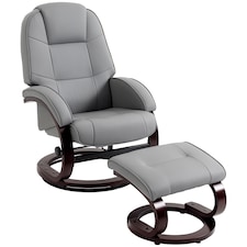 HOMCOM Recliner Chair with Footstool, Swivel Recliner Armchair