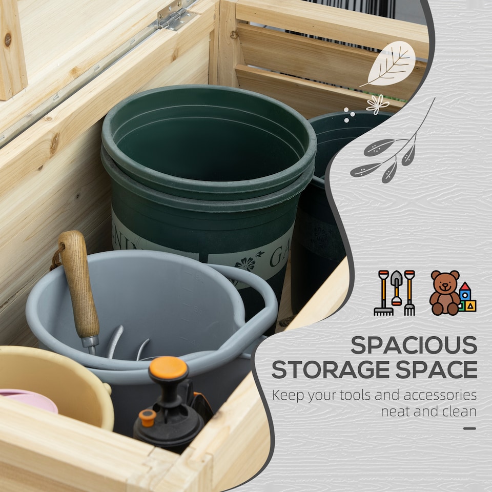 image 1 of Outsunny 155L Outdoor Storage Box, Wooden Outside Tool organiser Container | Brown