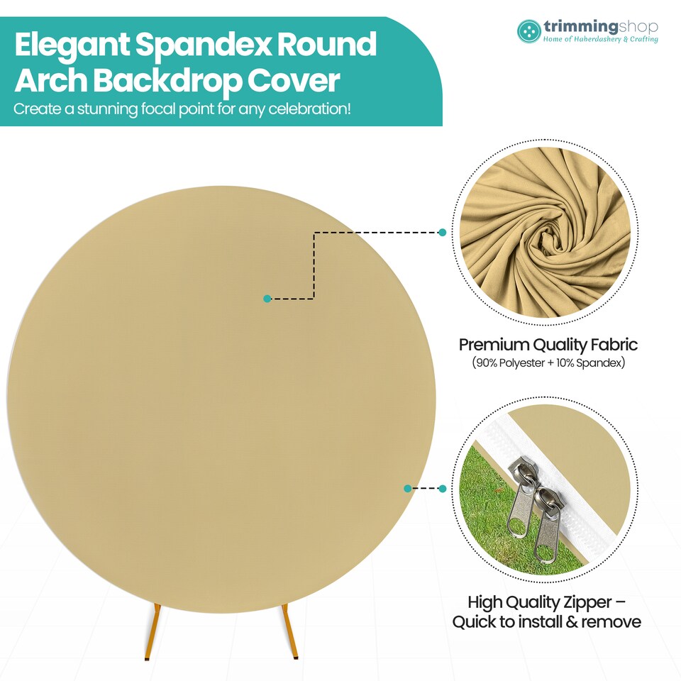 image 1 of 160GSM Champagne Round Arch Backdrop Cover - 200cm