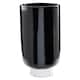 image 1 of Interiors by Premier Black and Silver Small Pedestal Vase, Glossy Stoneware Vase With Metallic Silver Base, Decorative Vase Black