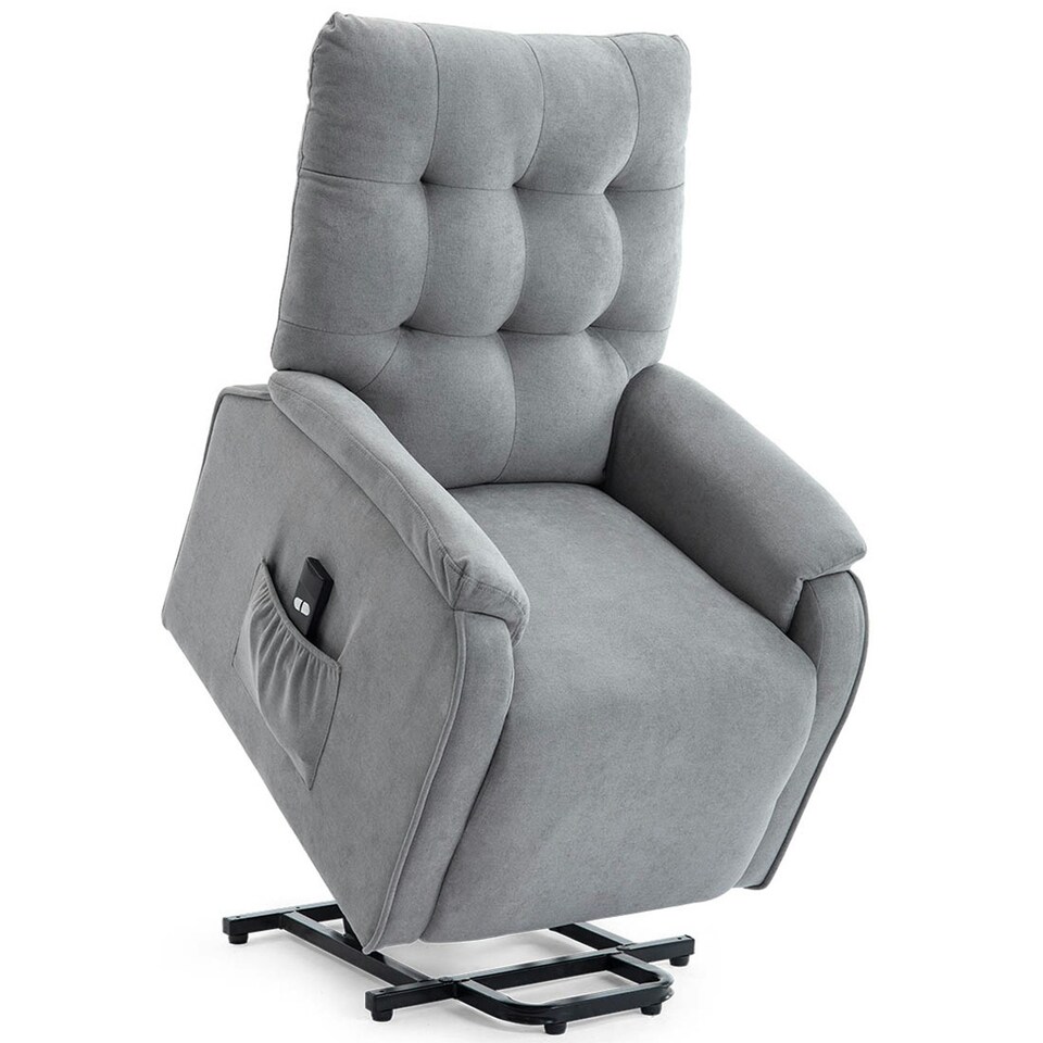 image 1 of Charlbury Fabric Single Motor Rise Recliner Electric Lift Chair (Grey)