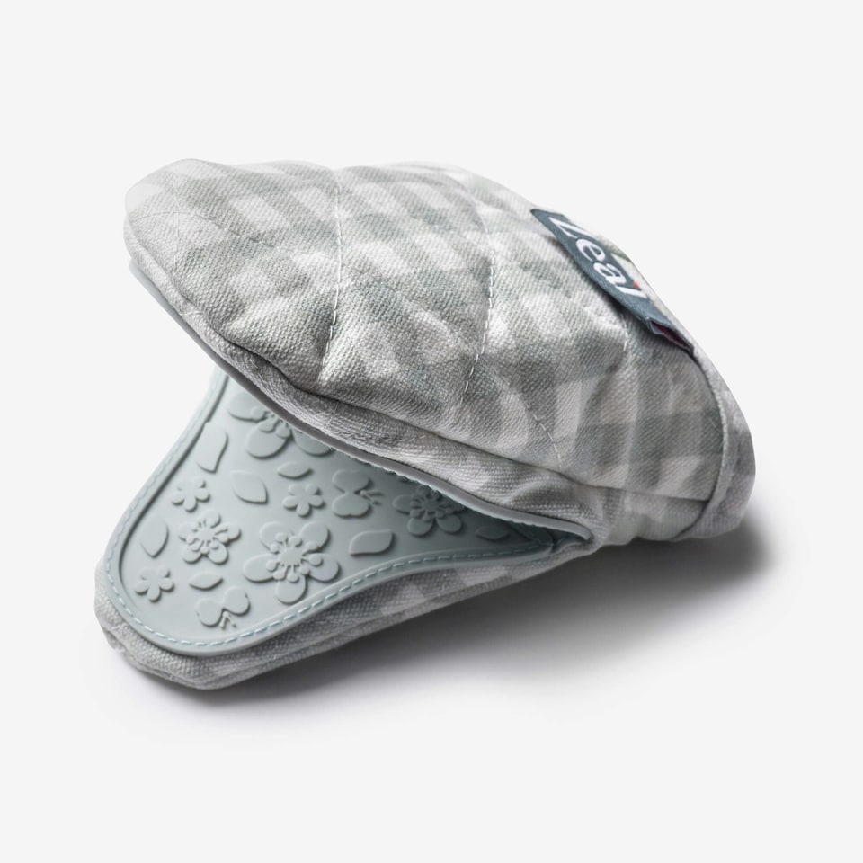 image 1 of Silicone Hot Grab Mini Oven Mitt, Gingham | Green | Lime Green