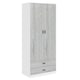 image 1 of 2-Door 2-Drawer Wardrobe with Storage Shelf, and Hanging Space - 180x75x46cm | White | White & Ash Grey | 1