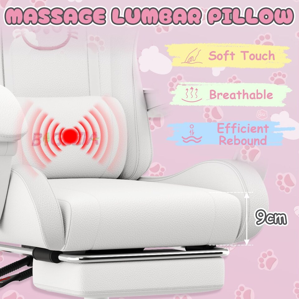 image 1 of Rattantree Ergonomic Gaming Chair with Massage Support & Footrest