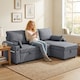 image 2 of HOMCOM Corner Sofa Bed, L Shaped Sofa with Storage Chaise, USB Ports | Grey | Grey | 205W x 136.5D x 85H cm