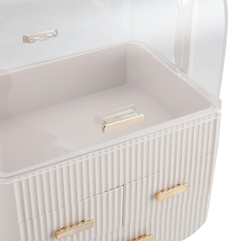 image 1 of Living and Home Desktop Makeup Storage Organizer with 3 Drawers - White