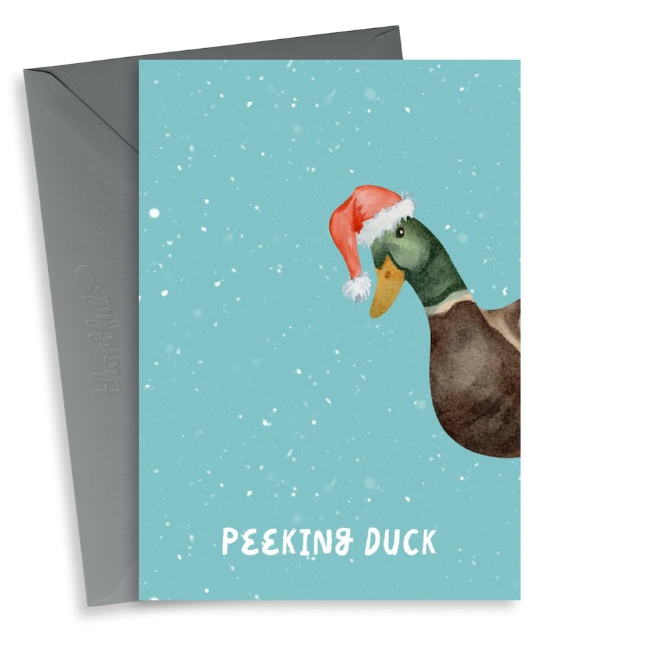 image 1 of Funny Peeking Duck Christmas Card