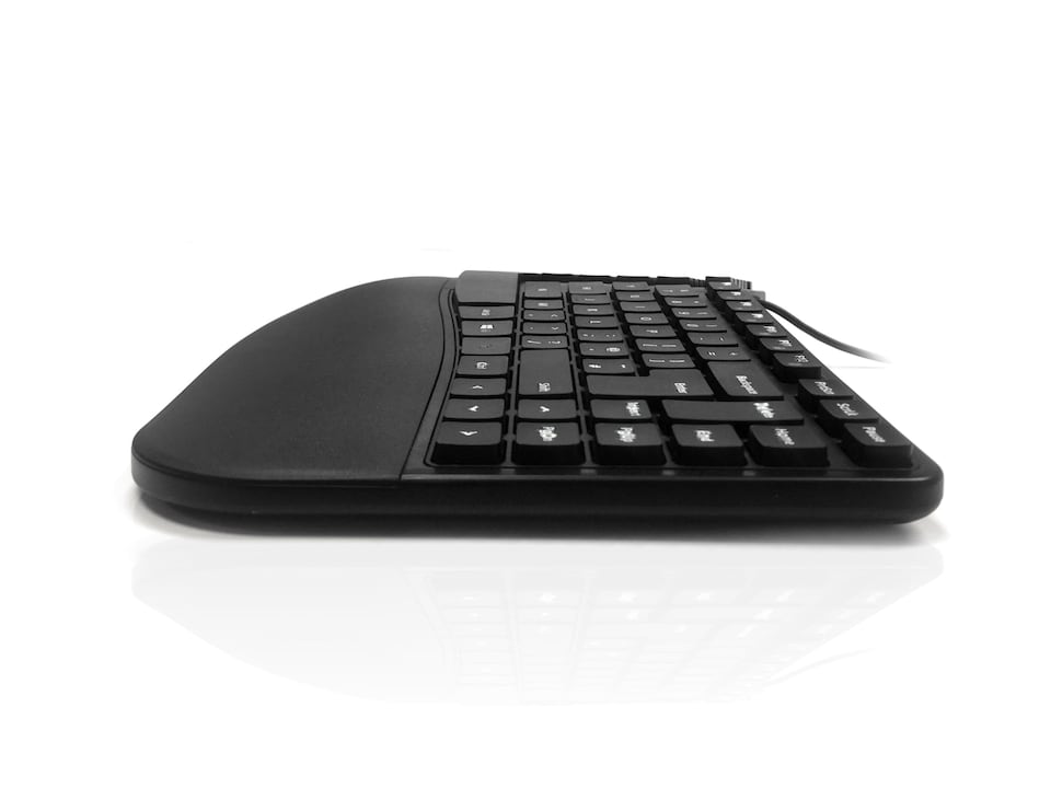 image 1 of Accuratus Contour Keyboard - USB Sculptured Ergonomic Split Key Multimedia Keyboard with Reverse Tilt - Black