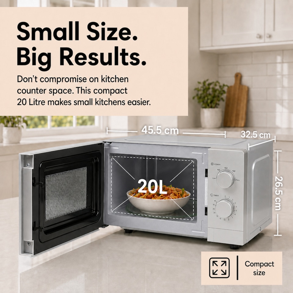image 1 of EMtronics 20L 700W Microwave - Silver