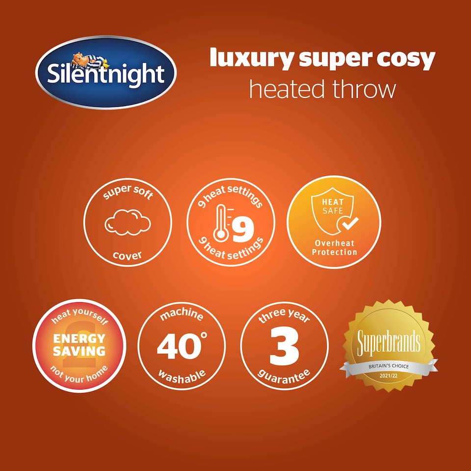 image 1 of Silentnight Luxury Super Cosy Heated Throw, Charcoal | Grey | Charcoal | One Size | 1