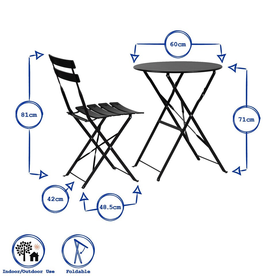 image 1 of Harbour Housewares 2 Seater Sussex Bistro Set - Round - White | White | White