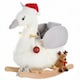 image 1 of HOMCOM Kids Rocking Horse, Children Plush Ride On Swan Animal Rocker with Sound, Wood Base Seat, Safety Belt, Baby Toy Rocker for Toddler 18 - 36 Months, White and Grey