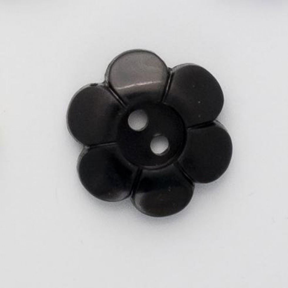 Minerva Black Plastic Flower Buttons for Dressmaking - 15mm - per value pack of 100