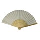 image 2 of Rice White Paper Foldable Hand Held Bamboo Wooden Fan by Parev