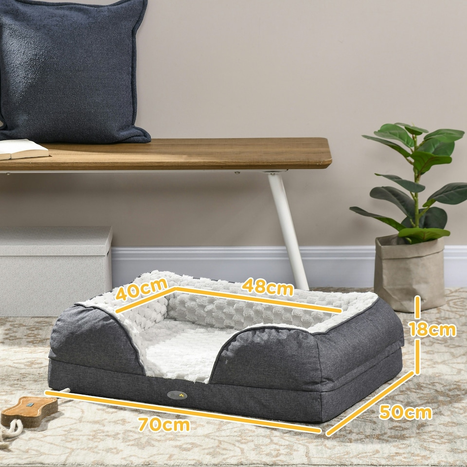 image 1 of PawHut Dog Bed Calming Pet Bed Dog Mattress for Small Dogs - Charcoal Grey