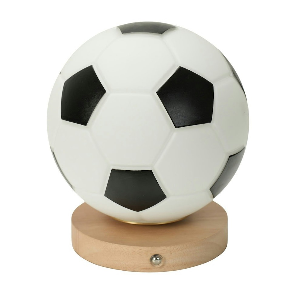 image 1 of ValueLights Dougie Football Dimmable Matte White Illuminated Decoration with Multicolour Globe Shade and Integrated LED 1W Warm White 6000K Bulb