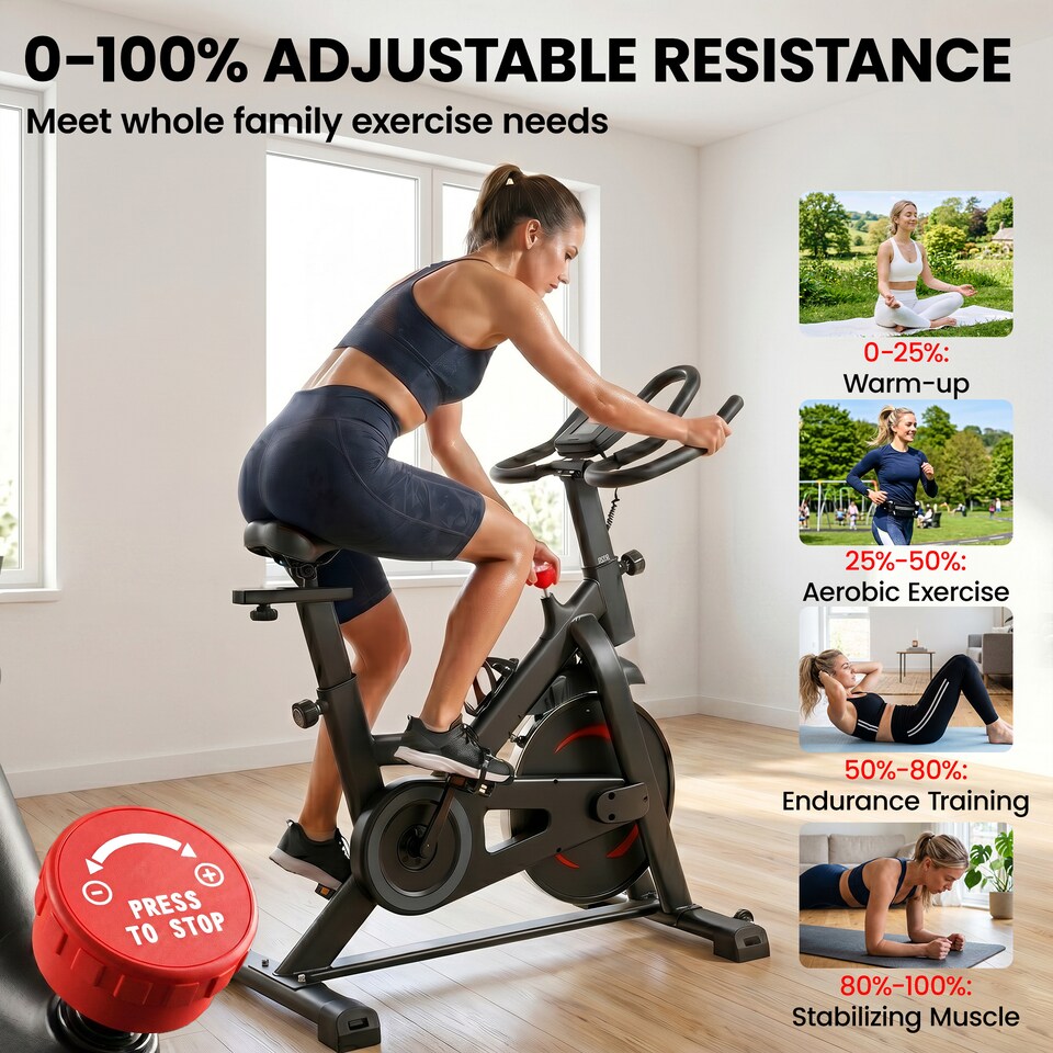 image 1 of SPORTNOW Exercise Bike for Home with Smart APP, 0-100% Magnetic Resistance
