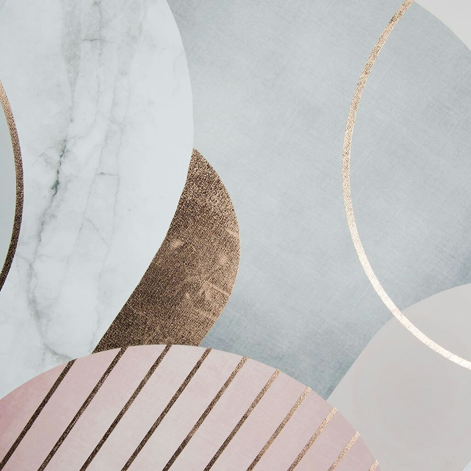 image 1 of Art for the Home Pink & Grey Art Deco Geo Metallic Printed Canvas | Pink