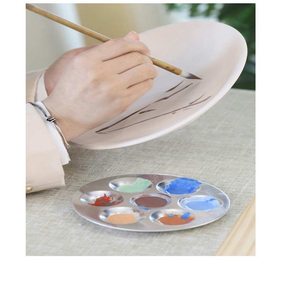 image 1 of 13.5cm Aluminium Painting 6 Well Round Paint Palette