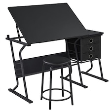 Yaheetech Drafting Table & Stool Set For Artists | Black