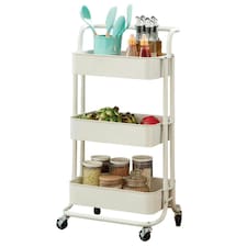 3 Tier Storage Cart On Wheels Home Kitchen Office Bath-Bedroom Organiser White White