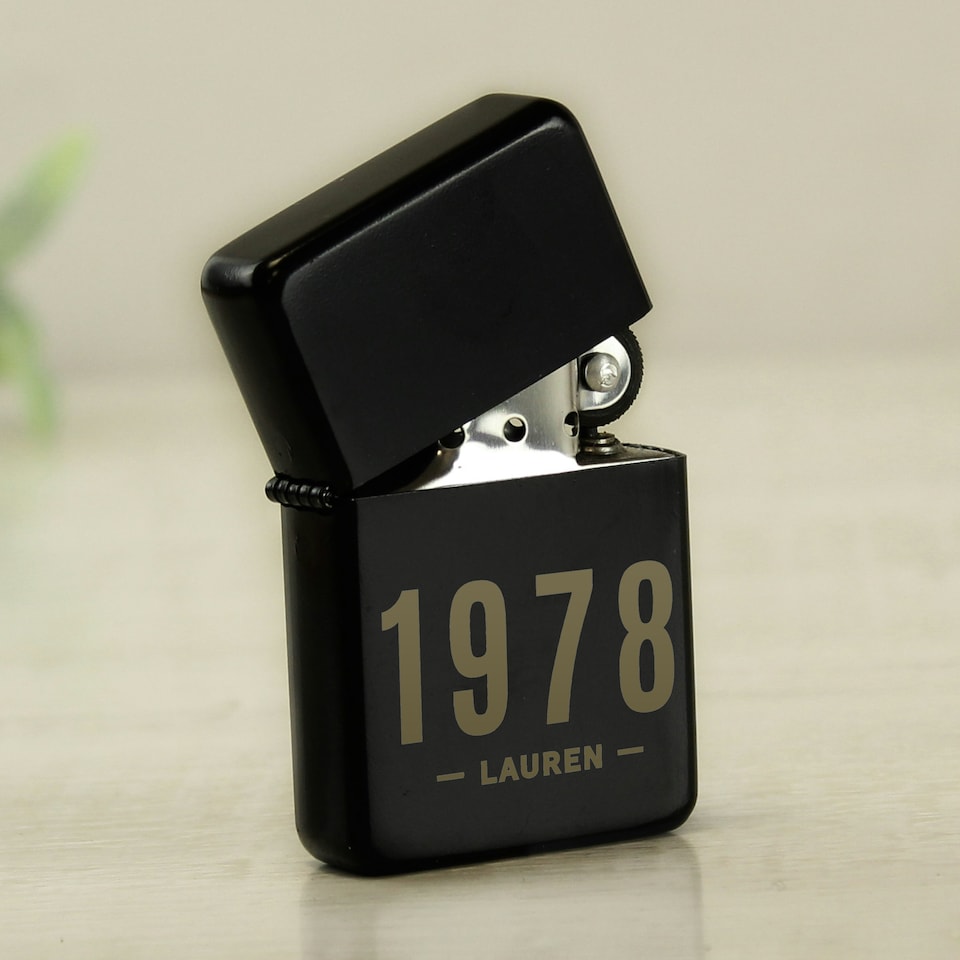 image 1 of Personalised Date & Name Black Lighter