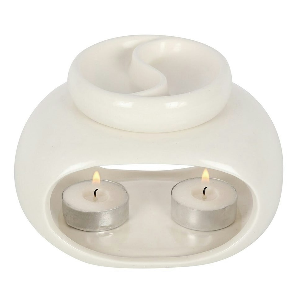 image 1 of Something Different Ceramic Double Oil Burner - Off White - 10cm x 10.5cm x 14cm