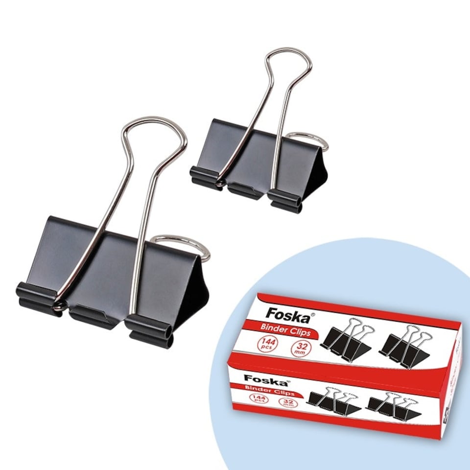 image 1 of Pack of 12 Black 51mm Foldback Binder Clips
