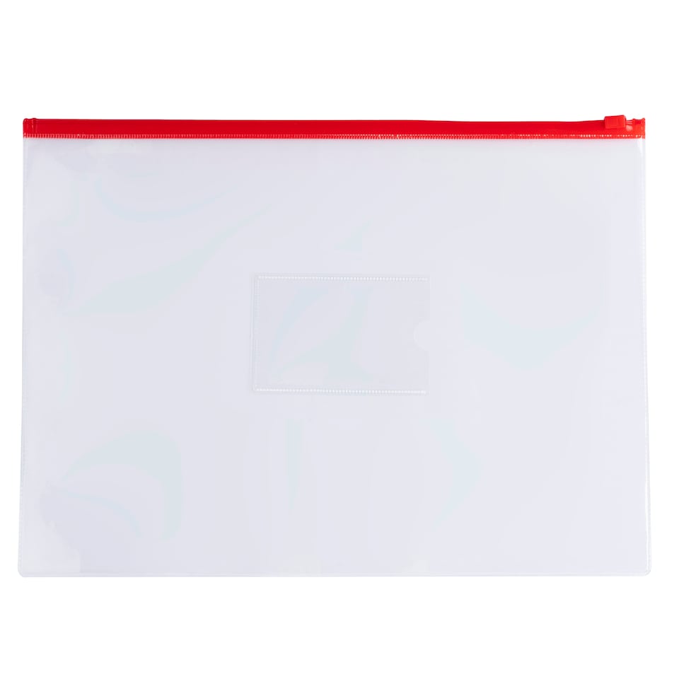 image 1 of Pack of 12 A4 Clear Zippy Bags with Red Zip