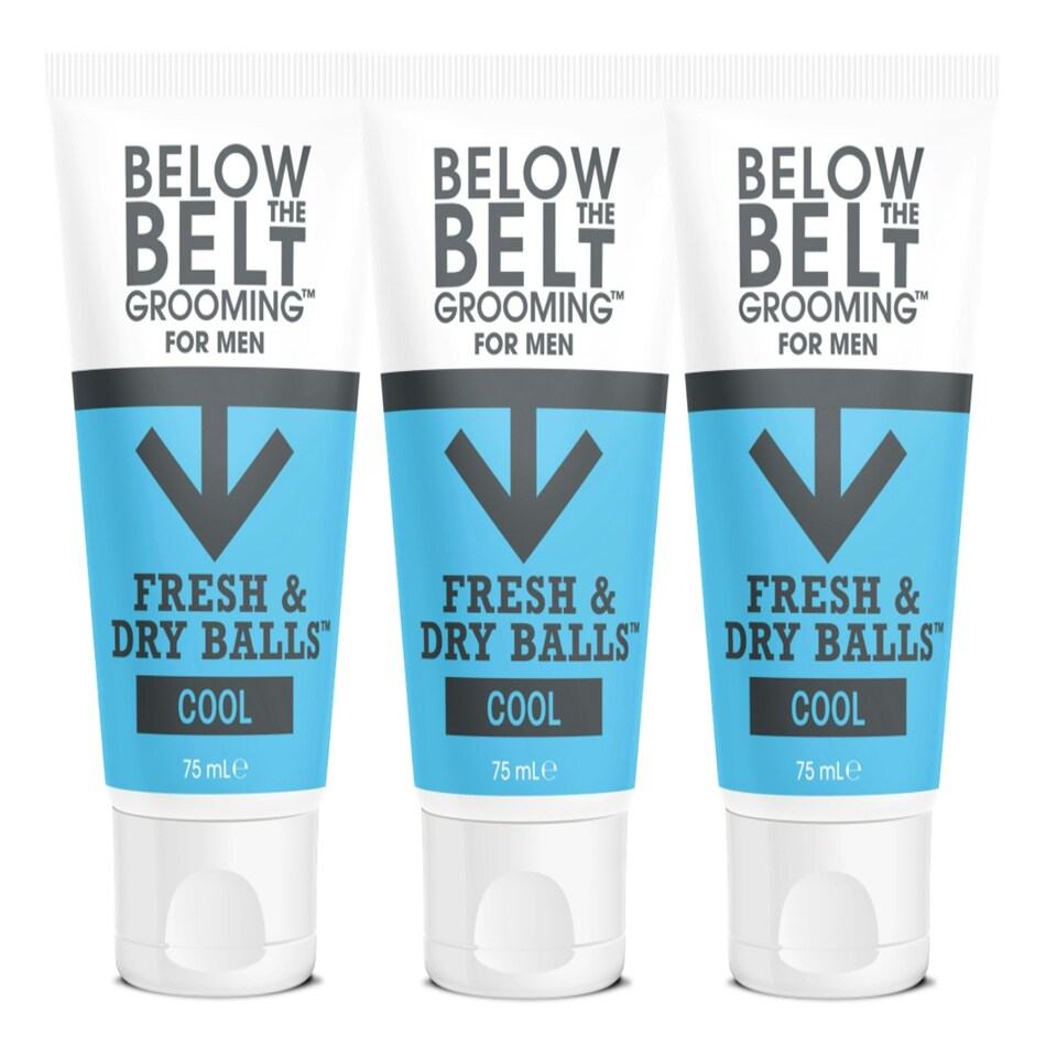 image 1 of Below The Belt Grooming Fresh & Dry Ball Cool Ball, Intimate Deodorant For Men - Protects against Sweat, Odour and Chafing, Cool Mint Fragrance 3 x 75ml
