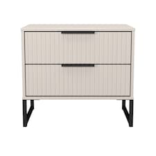 Menai 2 Drawer Wide Bedside Table in Kashmir Matt (Ready Assembled) | Cream | Kashmir Matt