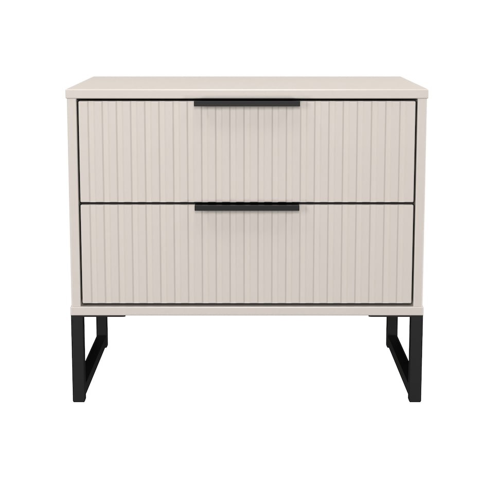 image 1 of Menai 2 Drawer Wide Bedside Table in Kashmir Matt (Ready Assembled) | Cream | Kashmir Matt