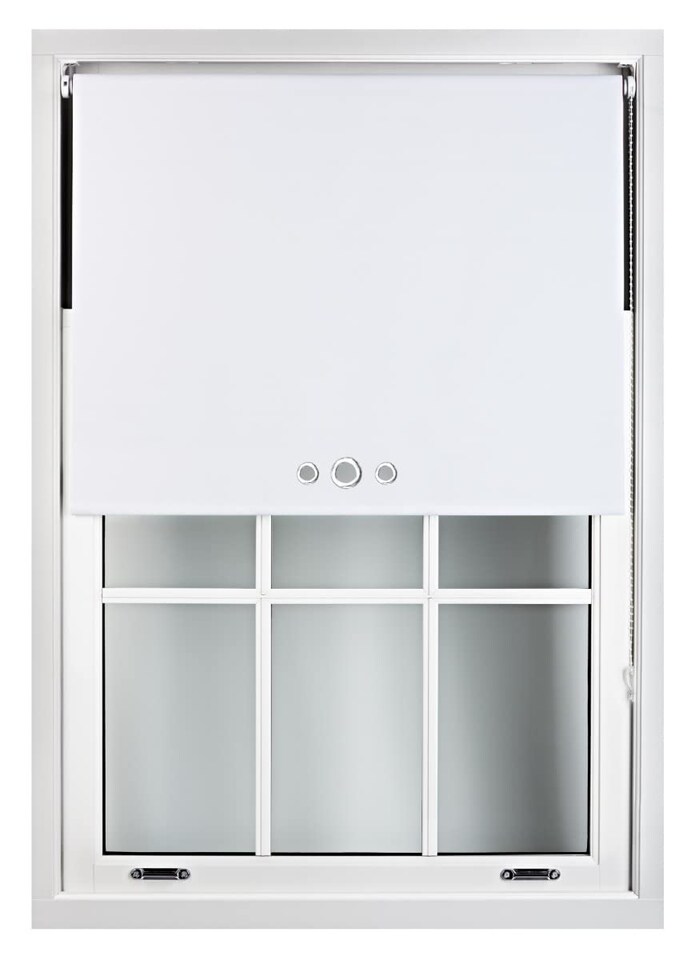 image 1 of FURNISHED Blackout Roller Blind with Triple Eyelets & Metal Fittings | White | White | (W) 130cm x (L) 210cm